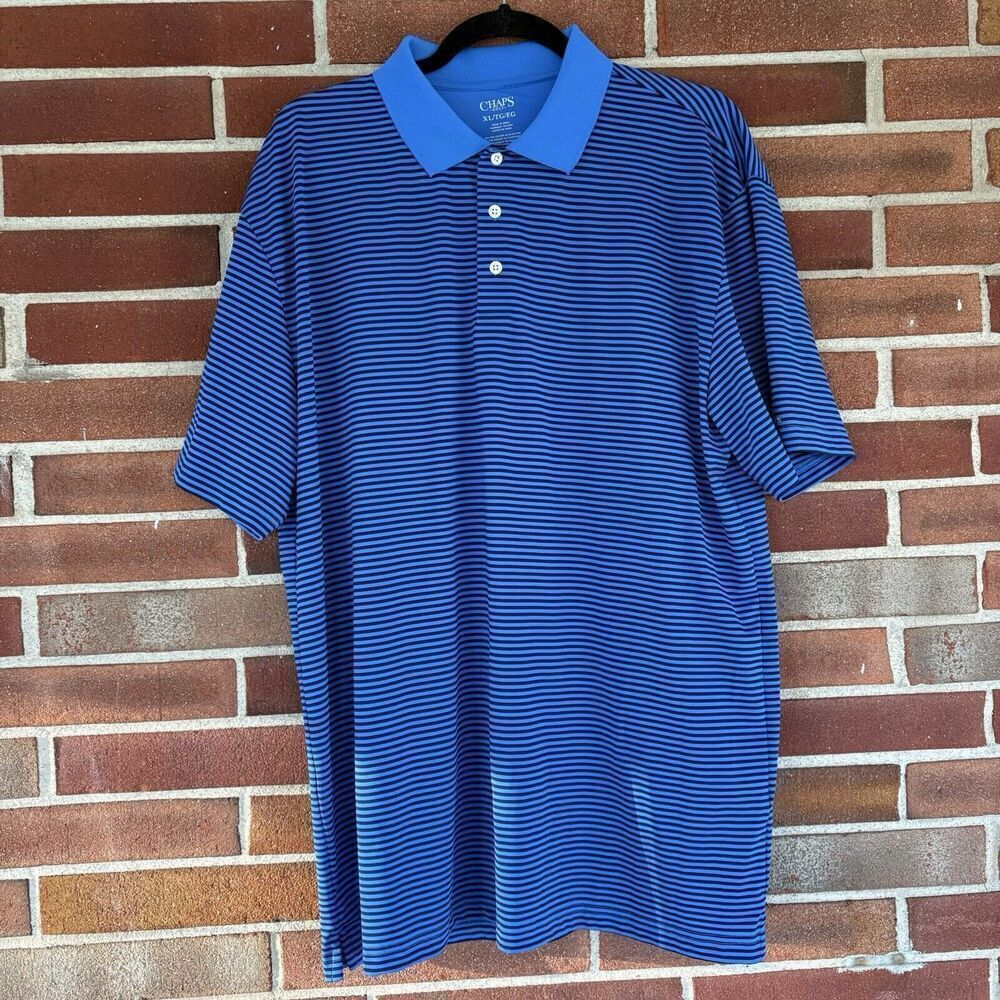 Chaps Golf Blue Stripe Short Sleeve Polo Shirt Men’s Sz XL A3040